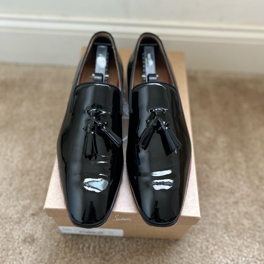 Black Patent Calf Leather Christian Loubiton size 42 Dandelion Tassel